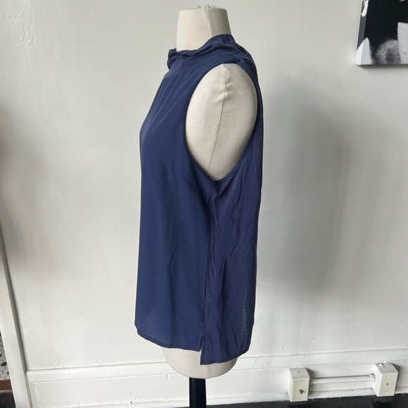 French Connection Split Back Navy Blue Top - Picture 3 of 8